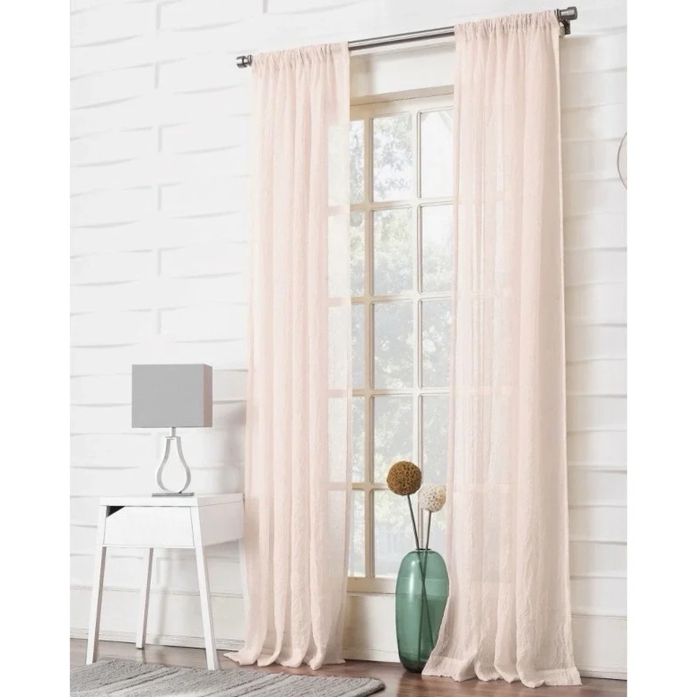 No. 918 Sheer Avril Crushed Texture Rod Pocket Curtain Panels (2) 50x95